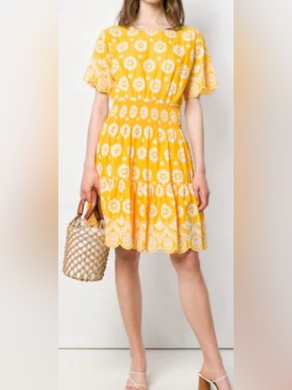 TORY BURCH
Blouson Floral
Cotton Dress
Short Sleeve
Yellow White
Size 4
New - Picture 6 of 12